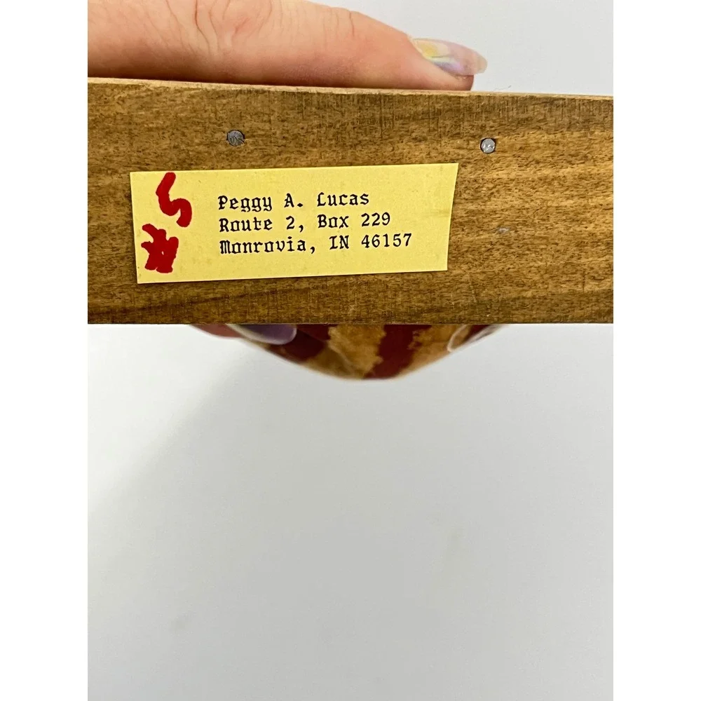 Peggy A Lucas Santa Claus Figurine  Red‎ Vintage Wood Folk Art Holiday